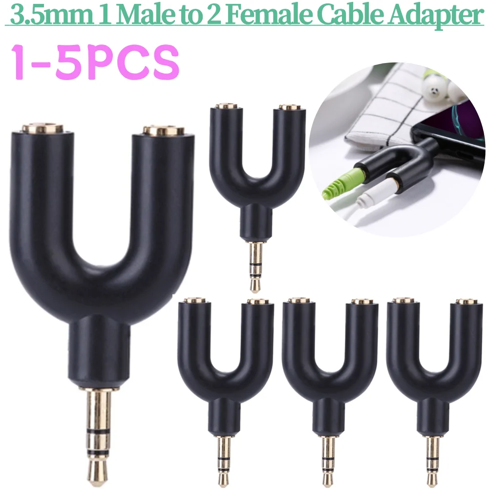 Y Shape 3.5mm 1 Male to 2 Female Earphone Adapter Double Jack Plug Stereo Headphone Splitter For PC MP3 Player Share Music Metal