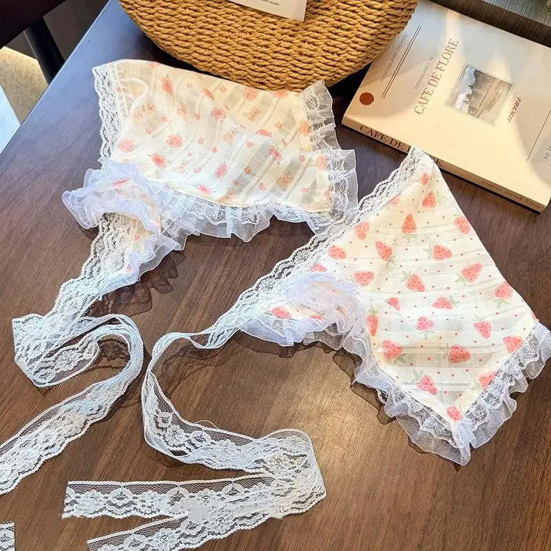 Süßer Spitzenbesatz Dreieckiger Kopftuchschal im Landhausstil Multifunktionaler Schleiergürtel für Urlaub, Strand, Alltag und Freizeit-Styling-Dekoration – Detail 2