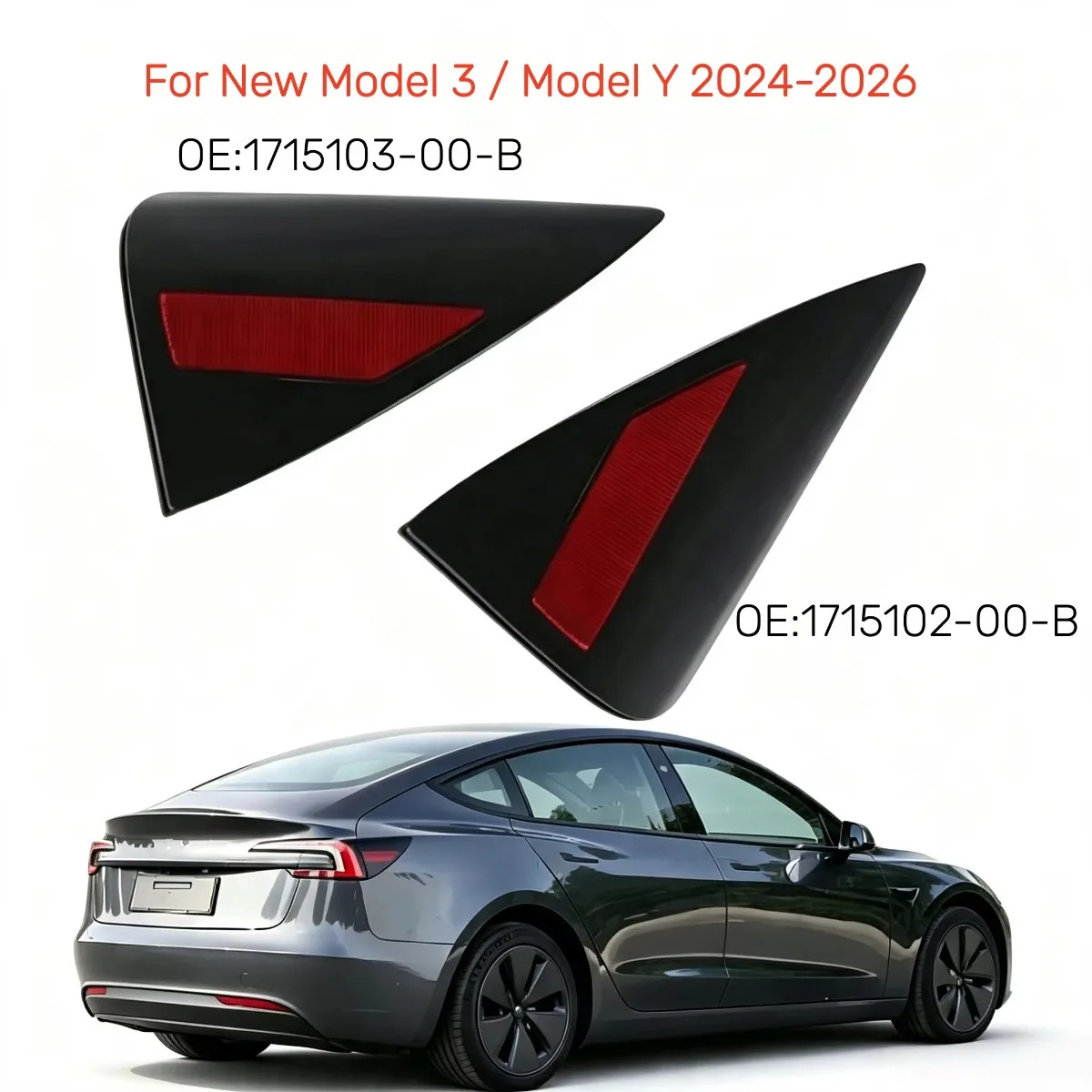 Rear Tail Light Quarter Panel Reflector Charging Port Door Cover Light For Refreshed Tesla Model 3 Highland 2 1715102 1715103