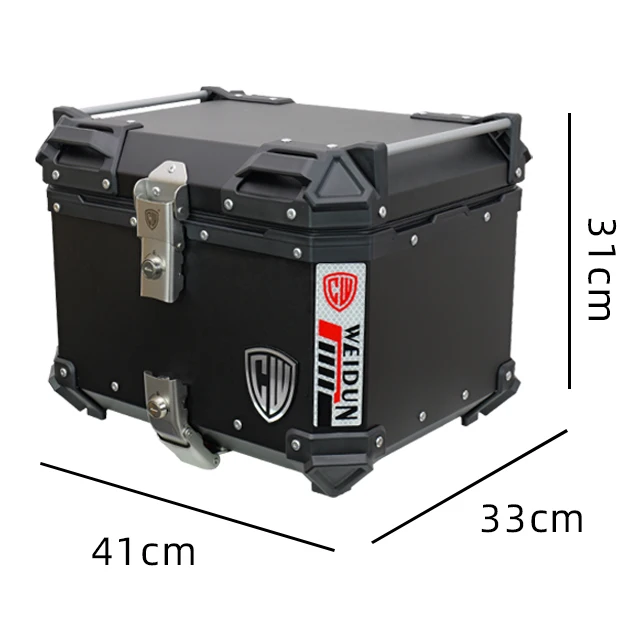 

STLF 45L Black Motorcycle Tail Box Top Case Aluminum Alloy Large Trunk Rear Carrier Bag Motorcycle Suitcase for Delivery