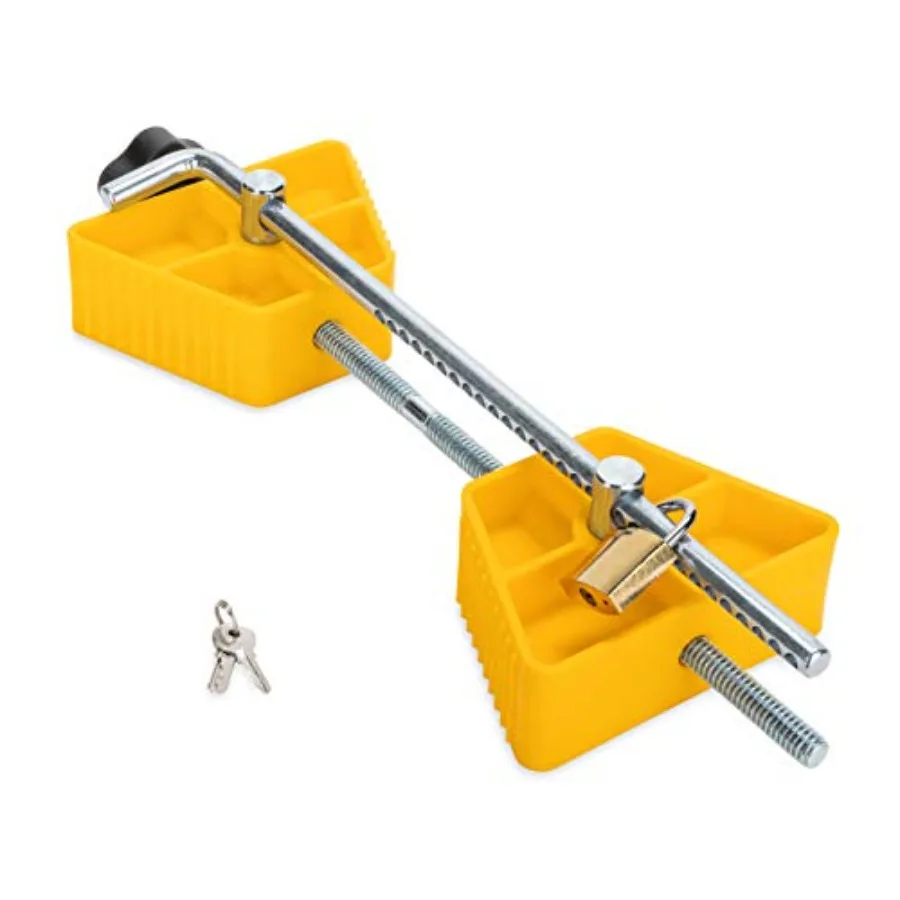 

Small RV Wheel Stop with Lock - Stabilizes Your Trailer - Compatibile with Tires with a 26" to 30" Diameter and 1 ½" to 3 ½" Ti