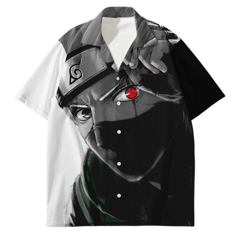 Shirts For Men Japanese Anime 3d Digital Printed Short Sleeved Shirt Cosplay Surrounding Fashion Button Up Casual Blouse