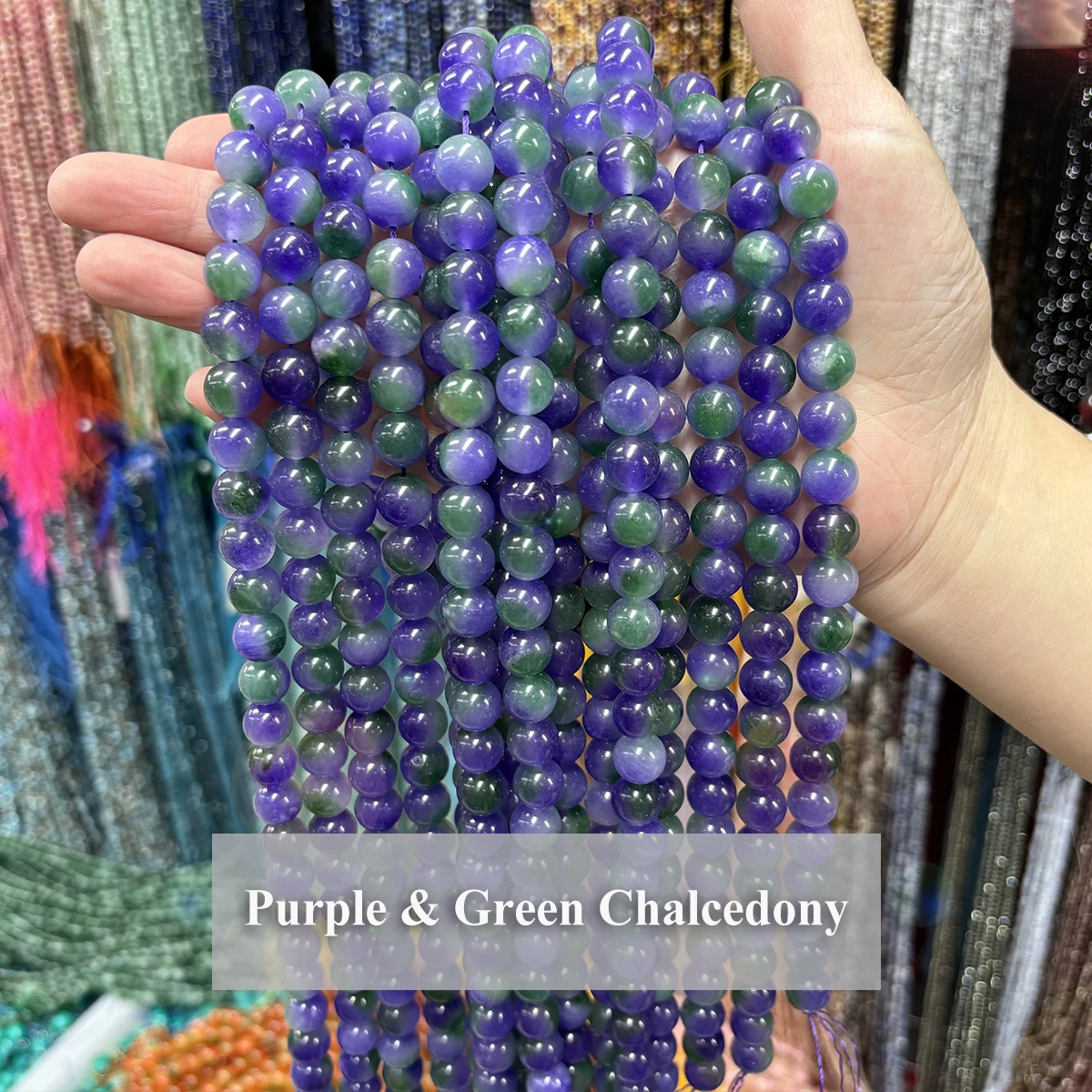 

Natural Purple & Green Chalcedony Bead 4 6 8 10mm Round Loose for DIY Bead Bracelet Necklace Making Handmade Jewelry Accessories