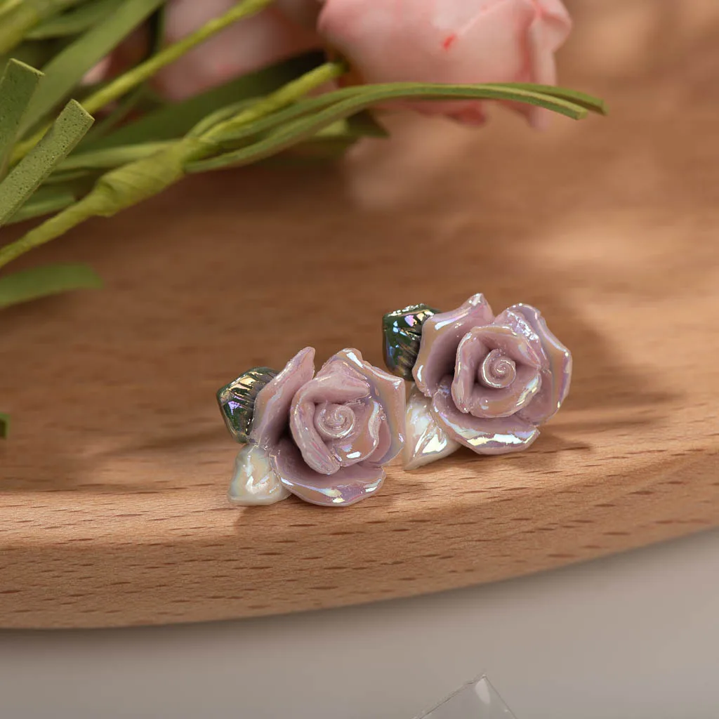 Exquisite Ceramic Flower Earrings with Vibrant Colors and Durable Finish Lightweight Accessory Z805