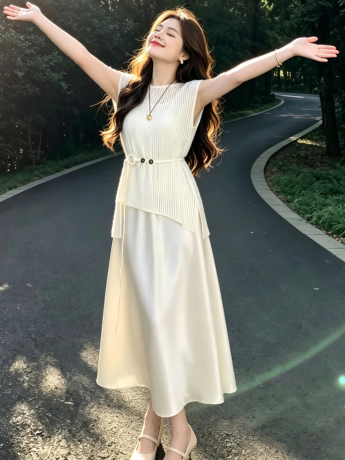 

Elegant Summer New Arrival Strap Dress Set High Waist Long Skirt Fashionable Commute Style Women's Clothing Ensemble