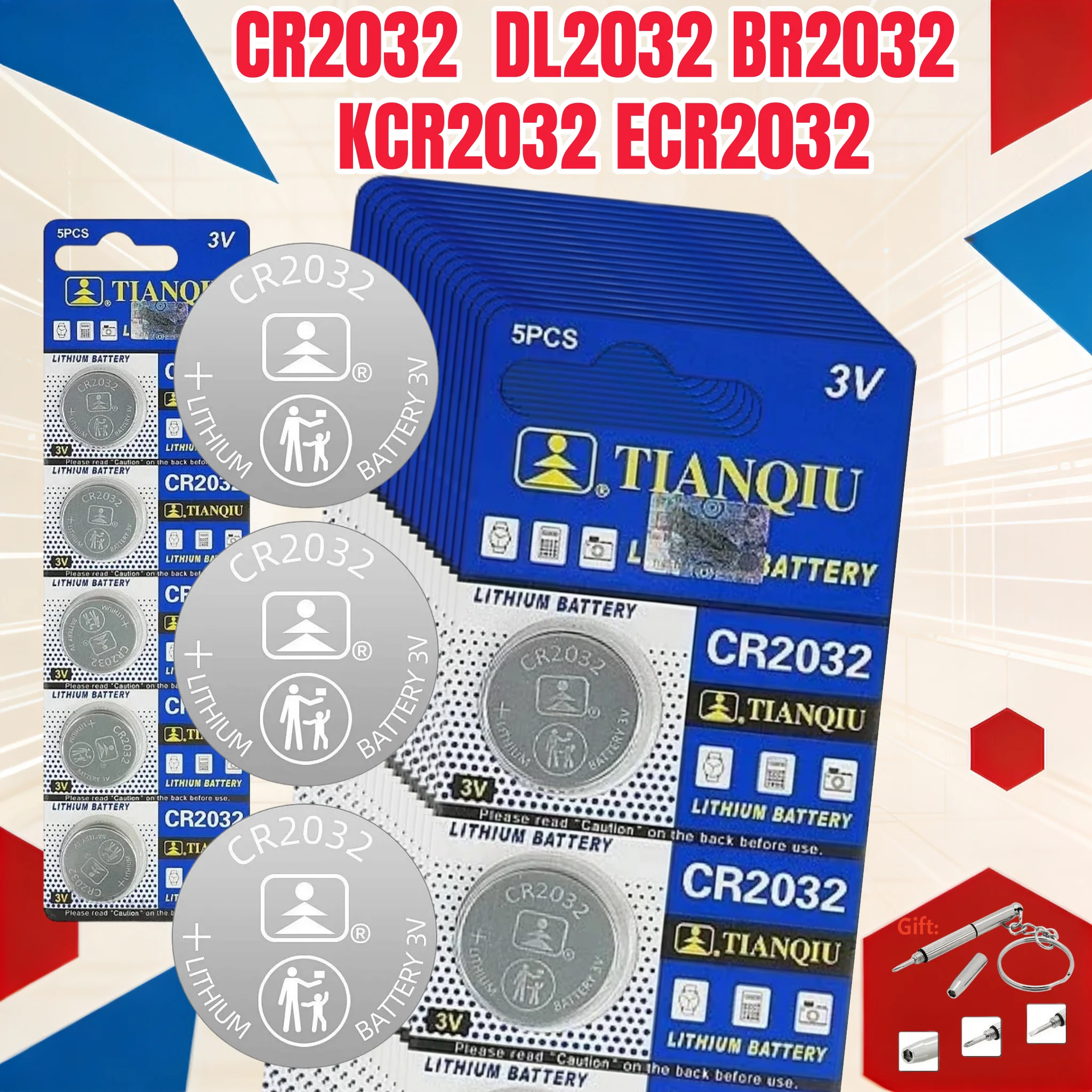 CR2032 CR 2032 Batteries  DL2032 BR2032 KL2032 ECR2032 3V 200mAh Lithium Button Coin Cells Battery For Watch Remote Key