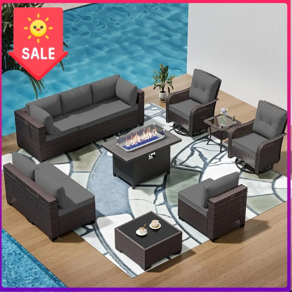 

BestsellerBestseller11-Piece Outdoor Patio Furniture Set with 45 Gas Propane Fire Pit Table and PE Rattan Wicker Sectional Seati