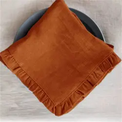 Guardanapo de linho puro com borda plissada, Pano de cor sólida para o jantar de casamento do restaurante, Guardanapo clássico Home Flounce 100% linho