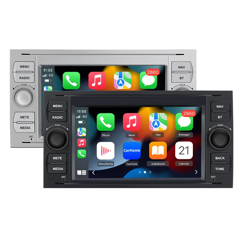 Junsun 7-Zoll Kabelloses CarPlay Android Auto Autoradio für Ford Focus Mondeo Fiesta Transit Kuga C-Max S-Max Galaxy Multimedia Kabelloses Apple CarPlay Intelligente Systeme IPS Touchscreen