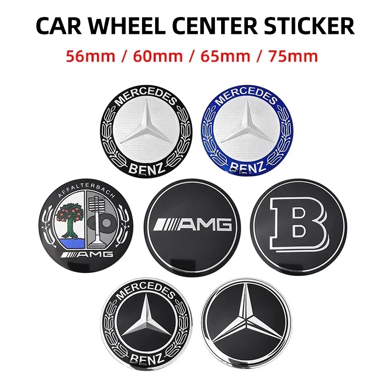 

4pcs 56mm 60mm 65mm 75mm Car Wheel Center Hub Caps Sticker Badge For Mercedes Benz A B C E class GLA GLC CLA GLK W204 W205 W212