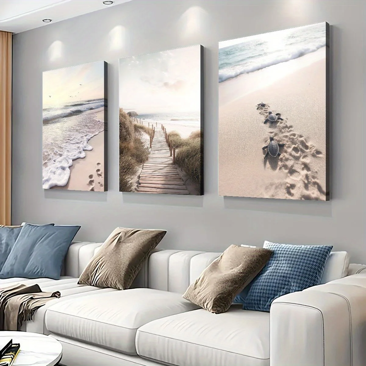 3pcs frameless Canvas Painting Classic Modern Beach Turtle Posters Coastal Path Prints Sand Dunes & Shoreline Scenes Wall Decor