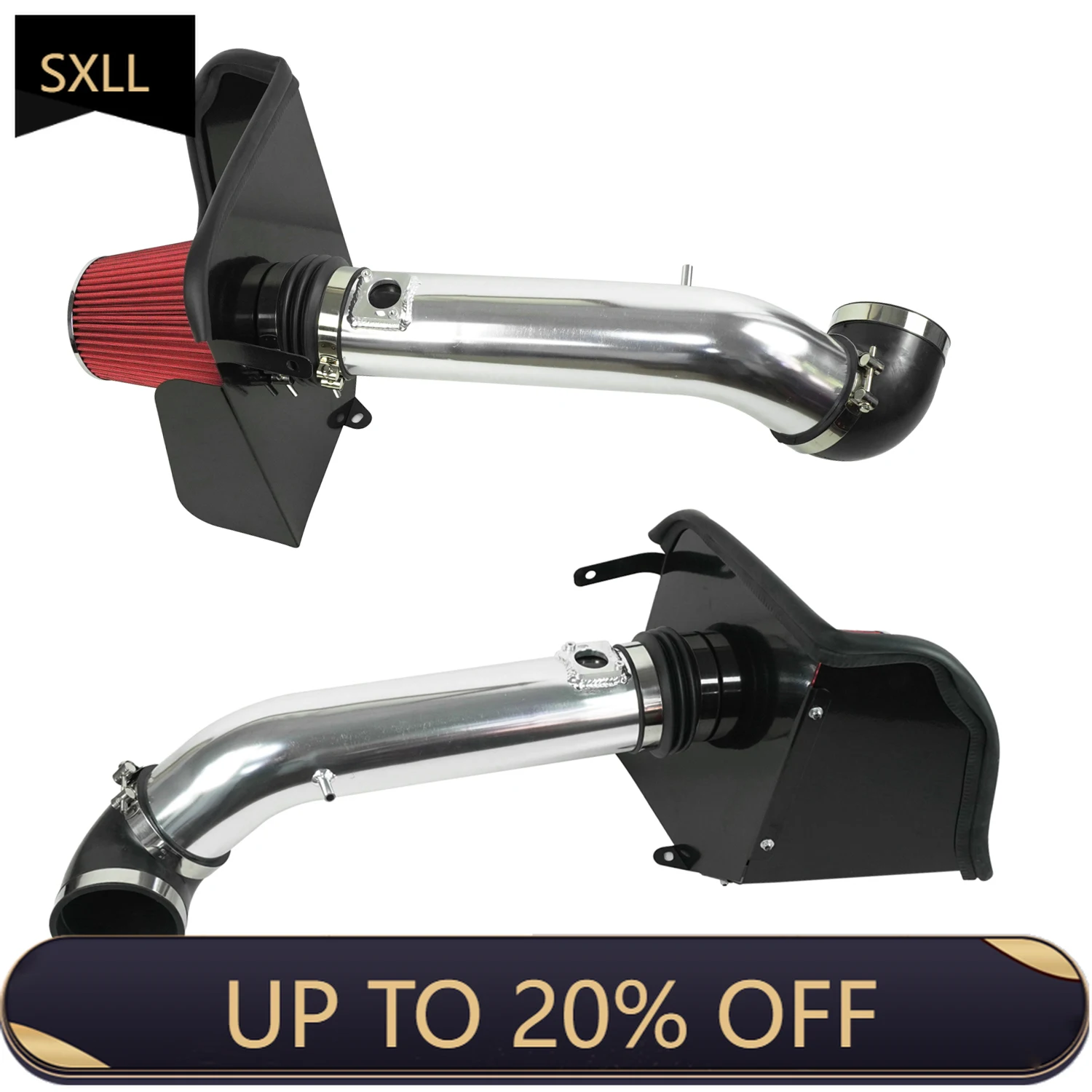 

SXLL Car 4inch Cold Air Intake Kit with Heat Shield for 09-14 Silverado Sierra 1500 Yukon Escalade 4.8 5.