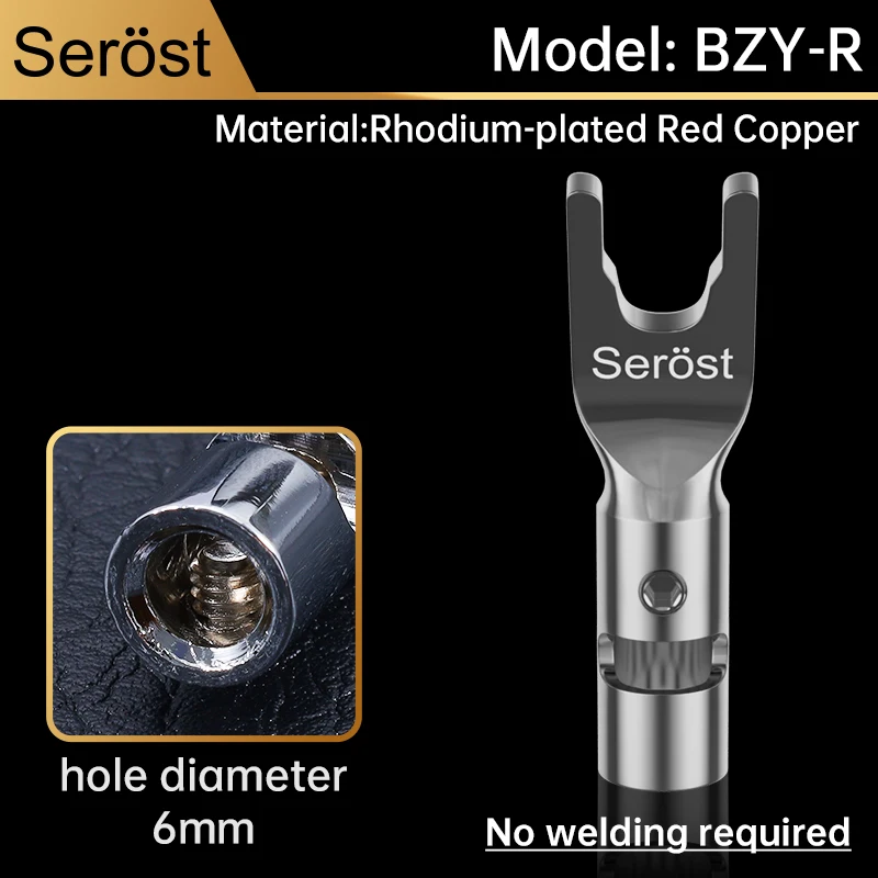Serost HiFi Audio Bananenstecker U/Y Gabelstecker Vergoldeter Kupferstecker für Lautsprecher- und Verstärkerkabel DIY – Detail 7