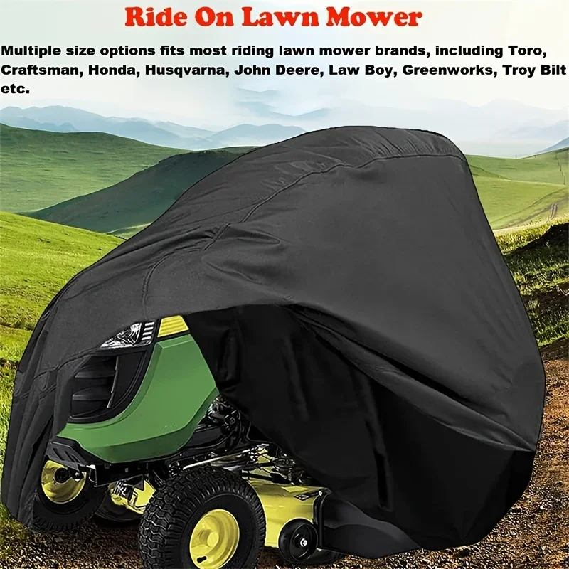 420D thickened lawnmower cover garden riding tractor cover outdoor storage dust and snow riding mower cover (s code: 66X24X45 in