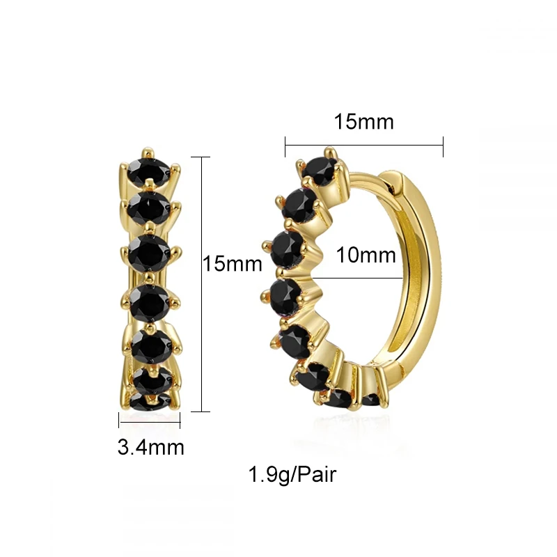 TIANDE Black CZ Zircon Women\'s Earrings Set Fashion Copper Gold Color Hoop Drop Earrings for Women 2023 Jewelry Wholesale