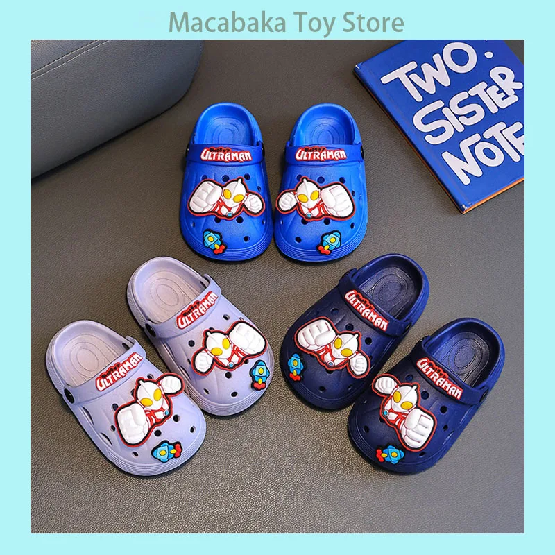 Cute Cartoon Ultraman Boys And Girls Summer Beach Shoes Non-Slip Sandals Slipper Super Light Soft Sole Pvc Material Three Colors