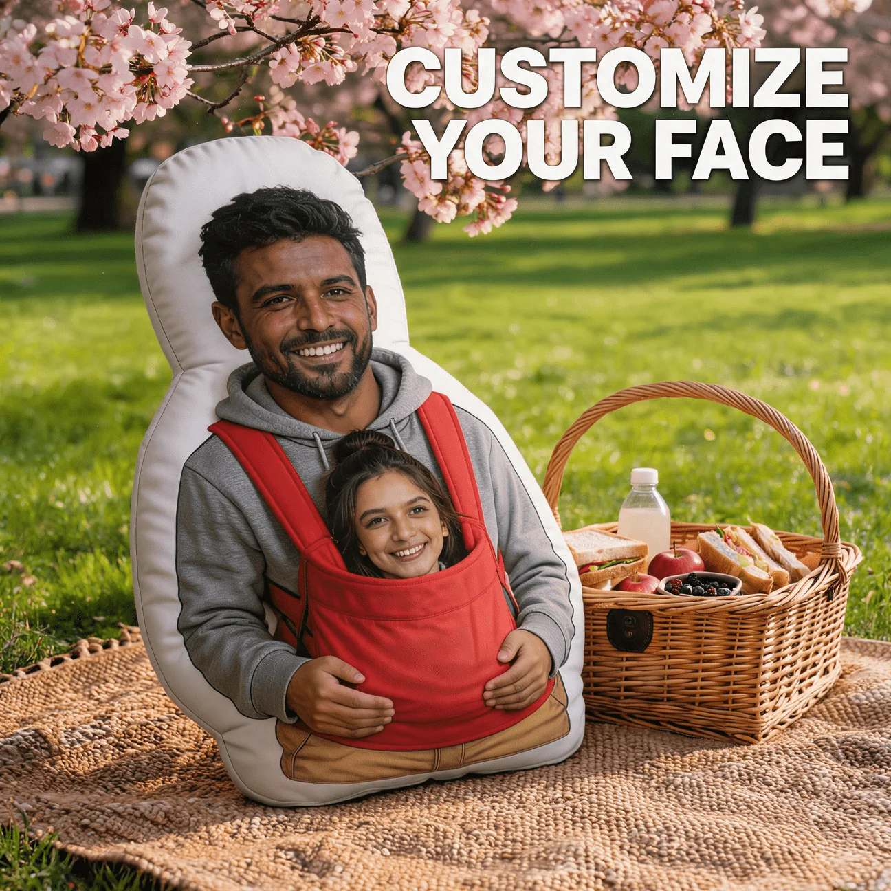 Custom Photo Shaped Pillow, Personalized Father And Daughter Portrait Decorative Cushion, Unique Home Decor Accent for Sofa And