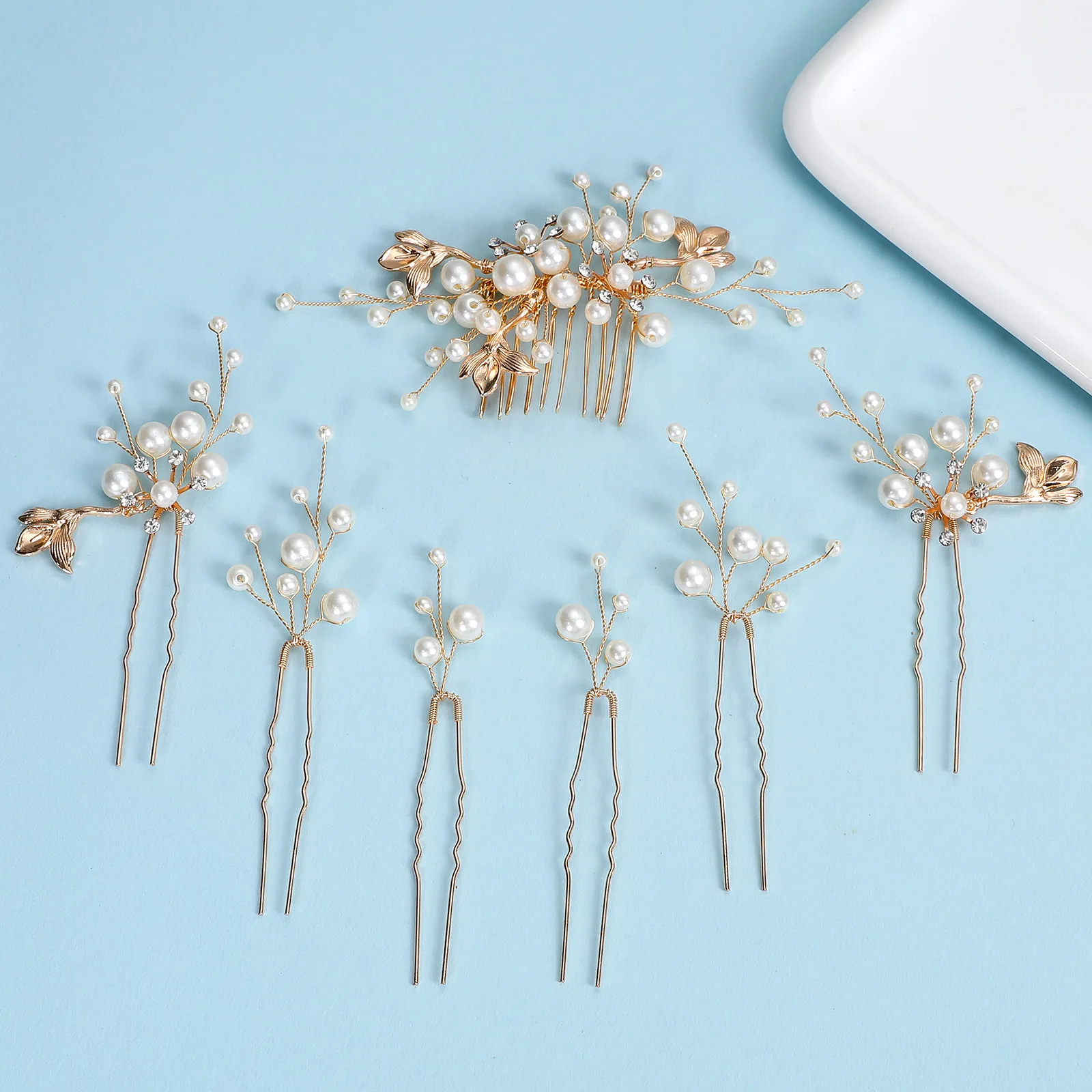 

Floralbride Handmade Alloy Crystal Rhinestone Pearls Bridal Hair comb Hair pin Wedding Headpieces Women Girls Hair Jewelry