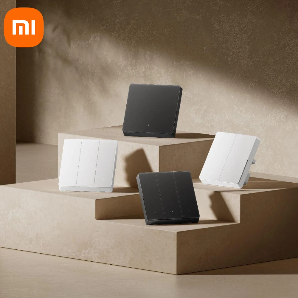 

Умный беспроводной настенный выключатель Xiaomi Smart Switch Pro с нейтральной линией, панель из AG-стекла, управление через приложение Mijia, подключение к умному дому.