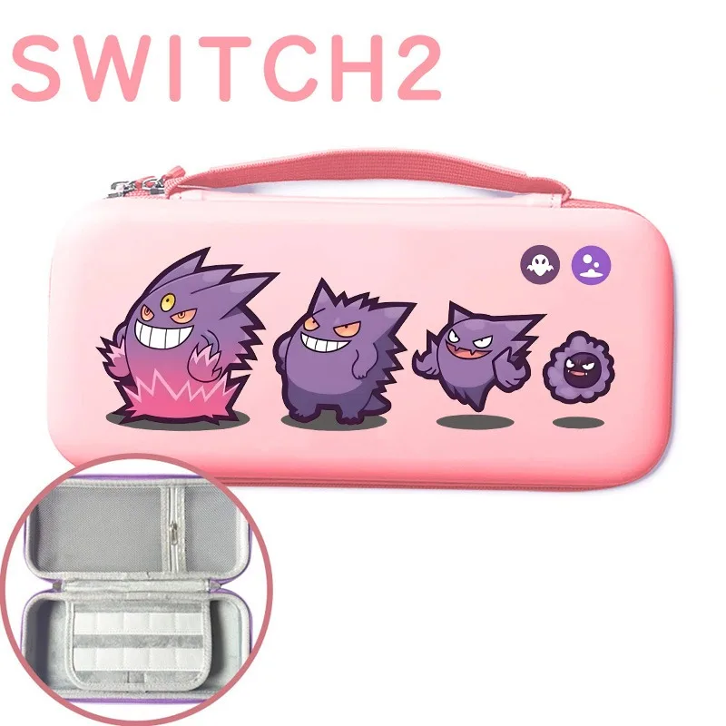 Портативный чехол Pokemon Gengar для Switch 2, дорожная сумка, жесткий корпус, аксессуары NS, защитный чехол с 10 игровыми картриджами