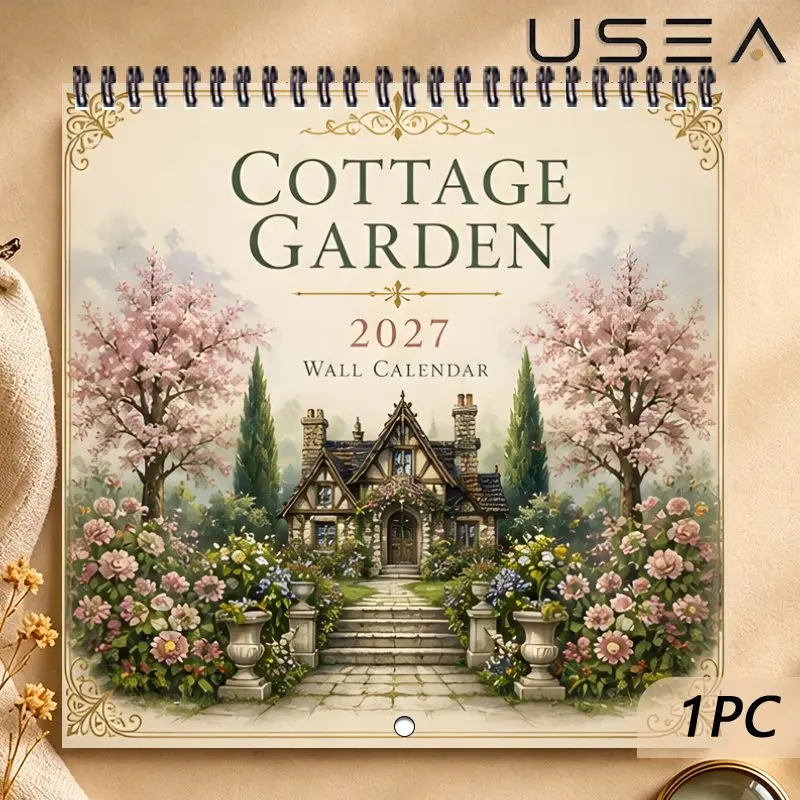 2027 Wall Calendar, Cottage Garden Style，Yearly Organizer & Monthly Planner with Habit Tracker,Christmas New Year Seasonal Gift