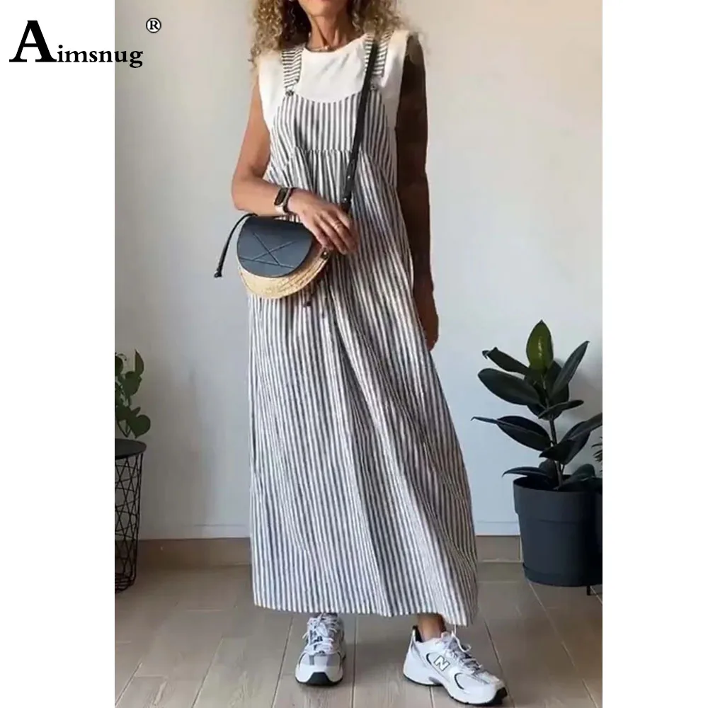 Plus Size 5xl Women Strappy Elegant Casual Boho Striped Print Dress vestido de festa robe longue prom femme Long Maxi Dresses