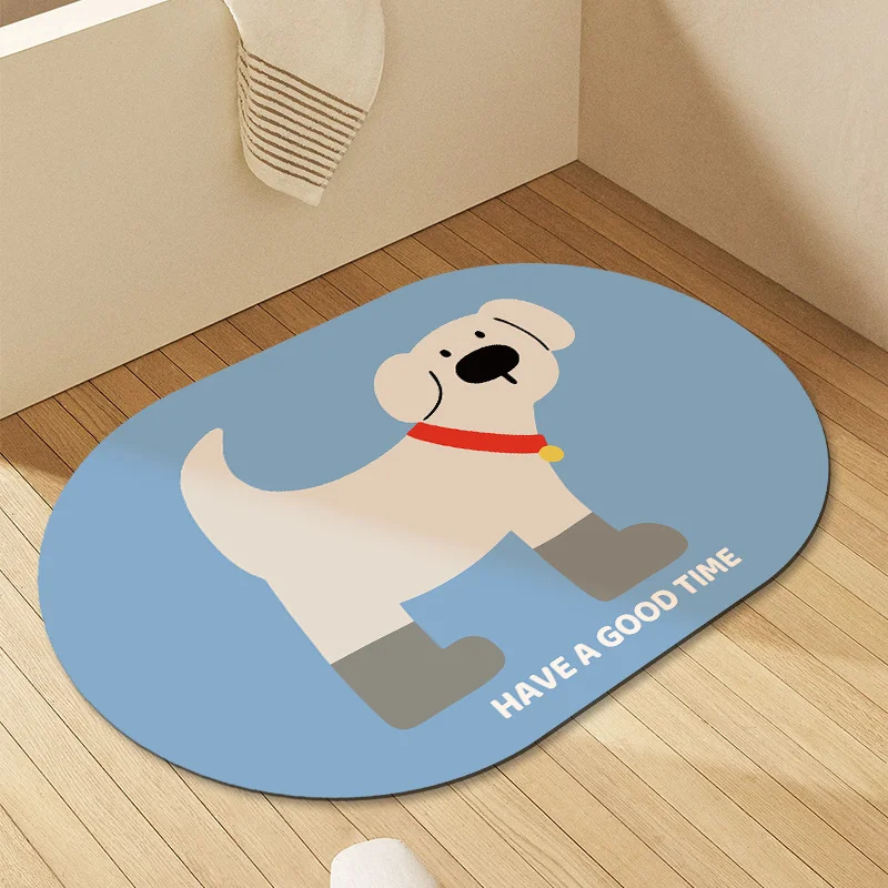 VIKAMA Cute and Simple Cute Pet Bathroom Floor Mat Anti slip Water absorbing Quick drying Shower Mat Bathroom Home Decoration