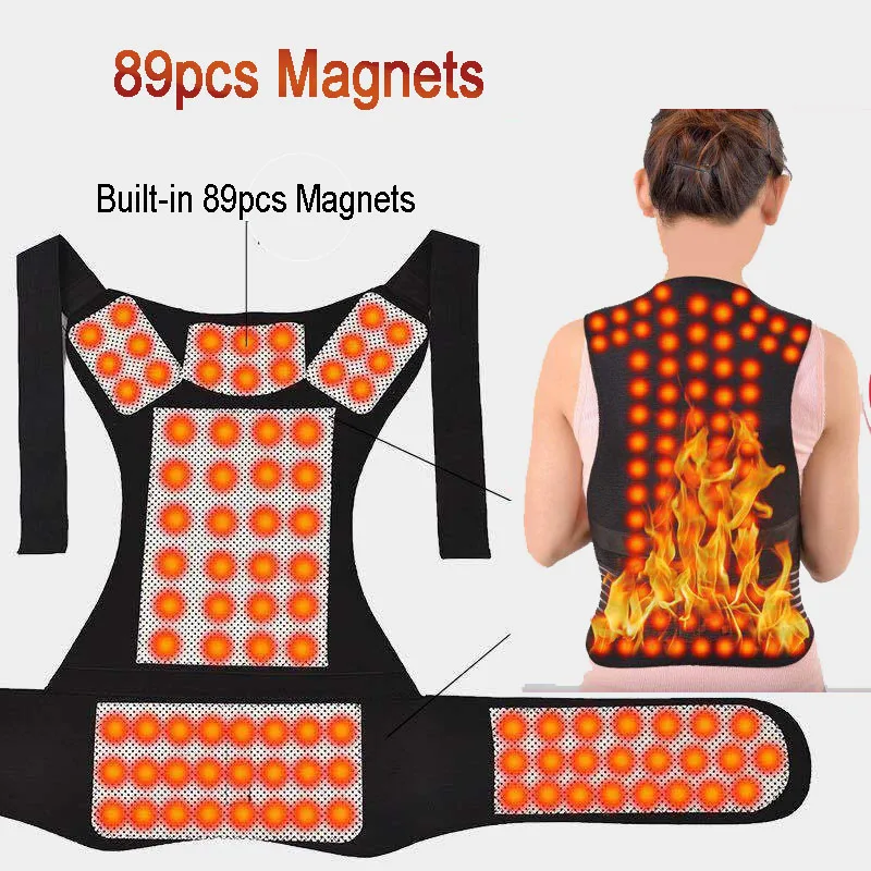 89pc Self Heating Back Support Waist Brace Magnetic Heating Corrector Therapy Belt Back Posture Corrector Spine Back Lumbar Belt