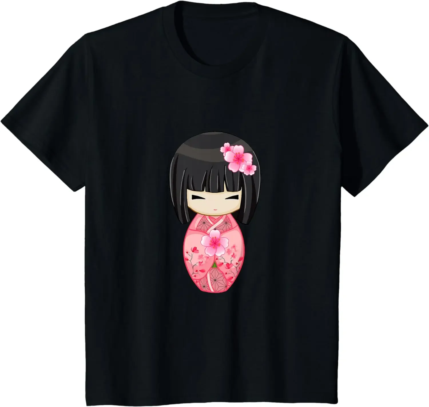 

Cherry Blossom Geisha Japanese Kokeshi Doll T-Shirt for Women Girls Graphic T Shirts Oversized T Shirt COTTON