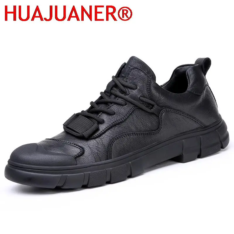 

Spring Autumn Genuine Leather Shoes Men Brand Footwear Cow Leather Mens Casual Shoes Flat Male Footwear Black Brown