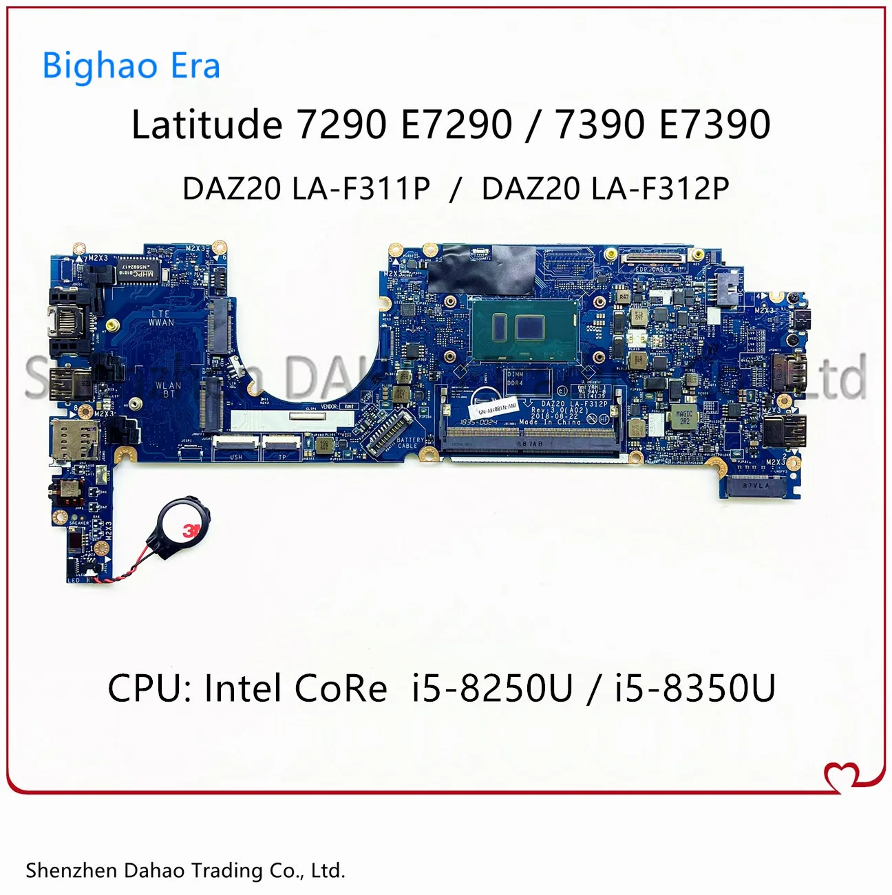 LA-F311P LA-F312P mainboard para dell latitude 7290 7390 computador portátil placa-mãe com i5-8250U/8350u cpu CN-0RNCY5 0ggkxg 0xy80d