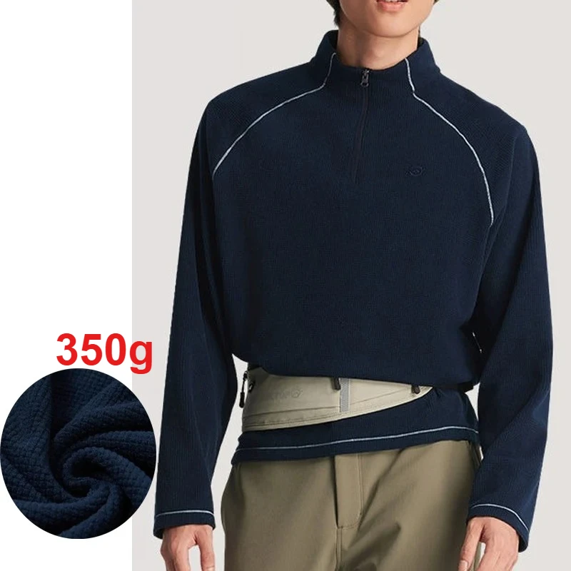 

Outdoor Relaxed Styling: Soft, Warm & Shape - Retaining Men's Waffle Grid Fleece Turtleneck Warm Close-fitting Base Shirt