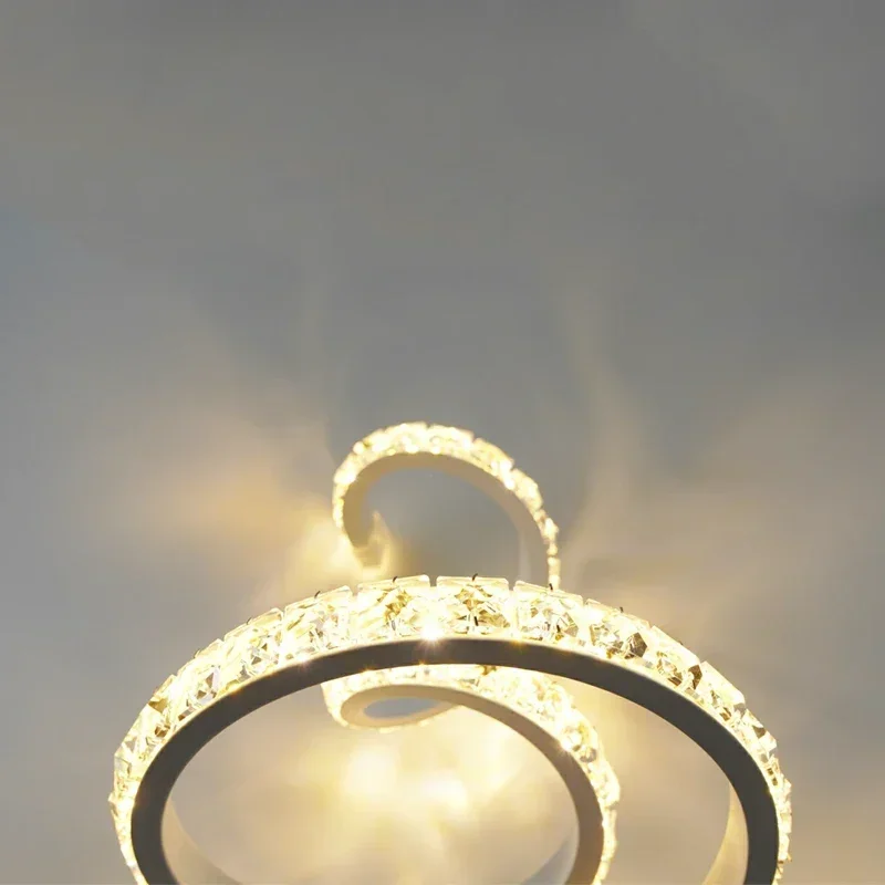 Nordic Style Crystal Aluminium Wall Sconce 42W LED K9 Indoor Decorative Lamp for Bedroom Living Room Bedside Lighting