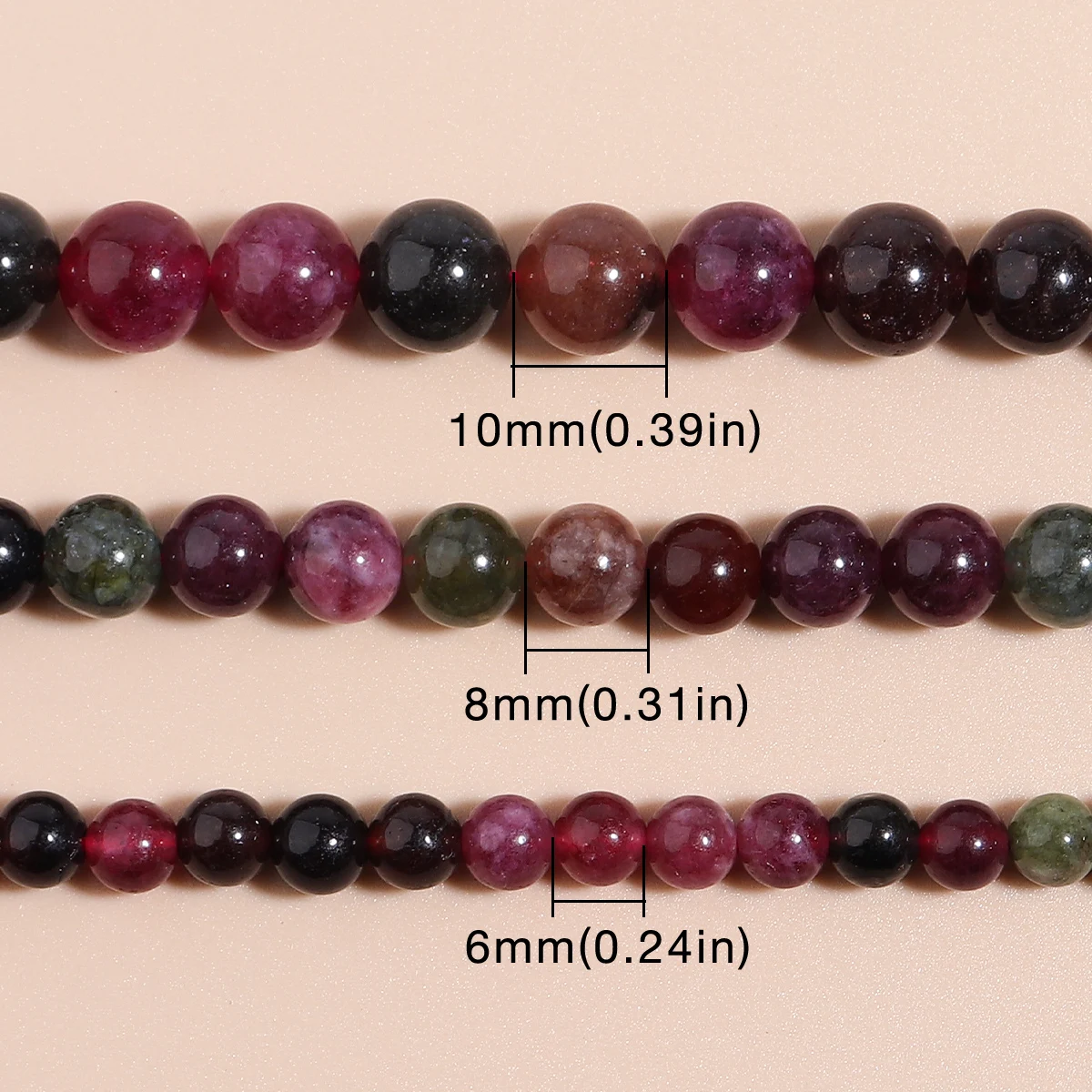 6/8/10mm High Quality Rainbow Tourmaline Crystal Beads For Jewelry Making DIY Charm Bracelet Accessories