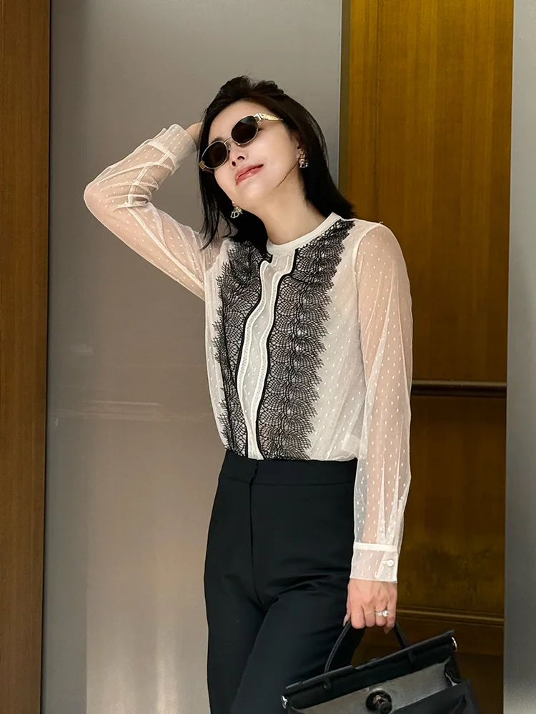 

Ele Long Sve Lace irt by Yuan lin Gentle Ballet Autumn Winter Design Faionable Sensitivi Polyester Thin pe