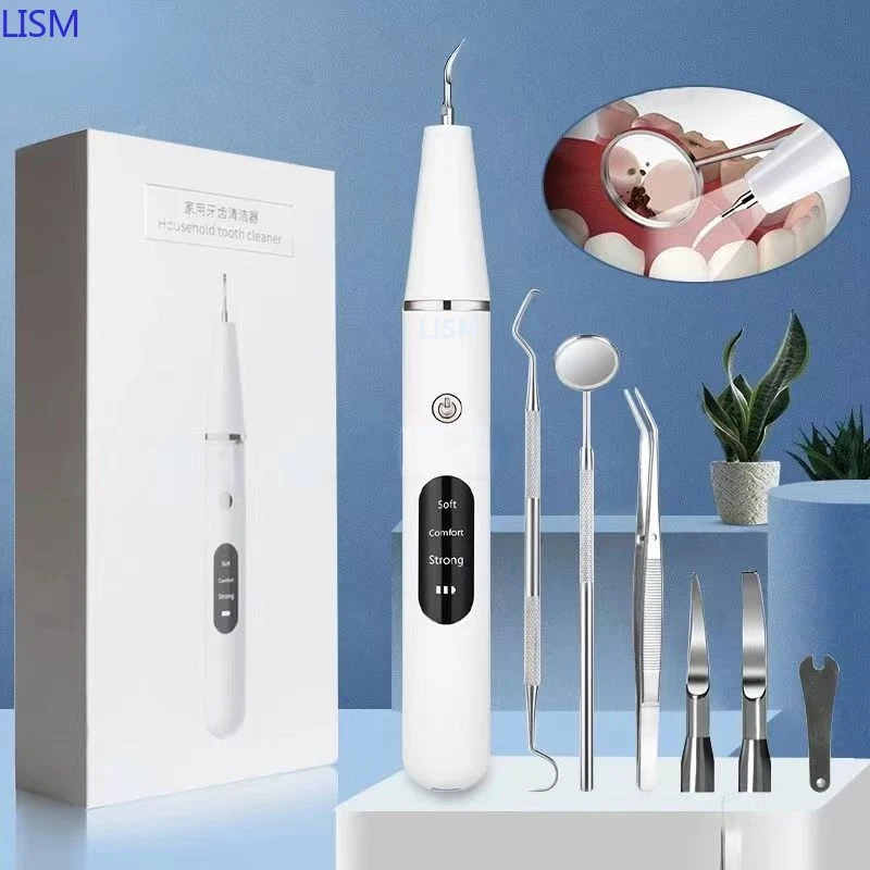 Electric Sonic Dental Calculus Scaler Oral Teeth Tartar Remover Plaque Stains Cleaner Removal Teeth Whitening Portable with LED