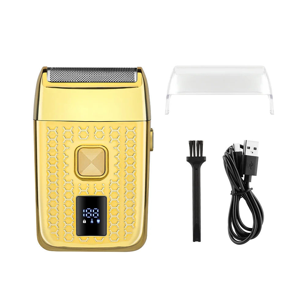 

HIENA Men's Professional Shaver Dual-blade reciprocating cutter head Electric shaver USB charging interface Built-in LED digital