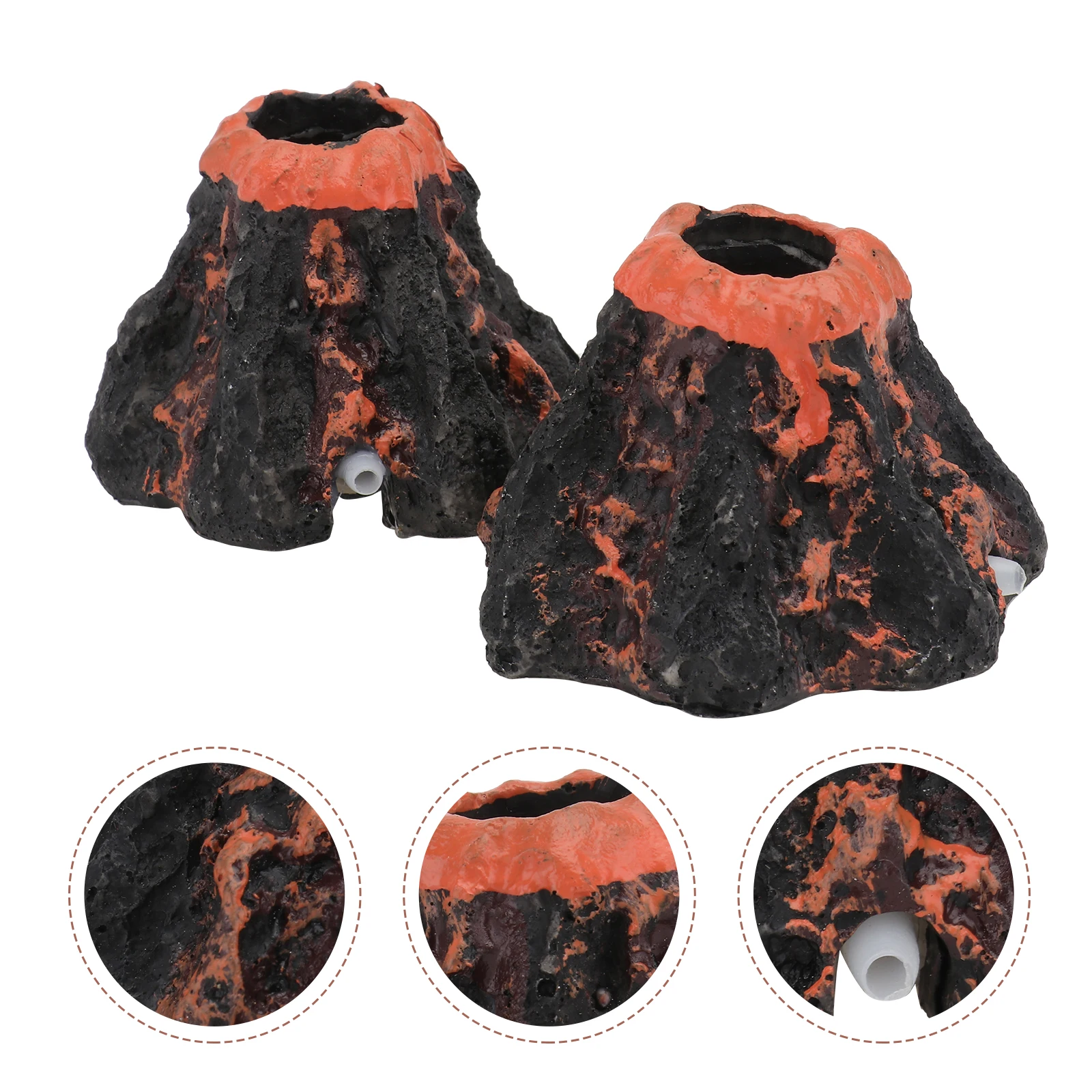 

2pcs Resin Volcano Ornament Fish Tank Decor Aquarium Underwater Landscape Craft Decor Safe Durable For Tank Desktop Use