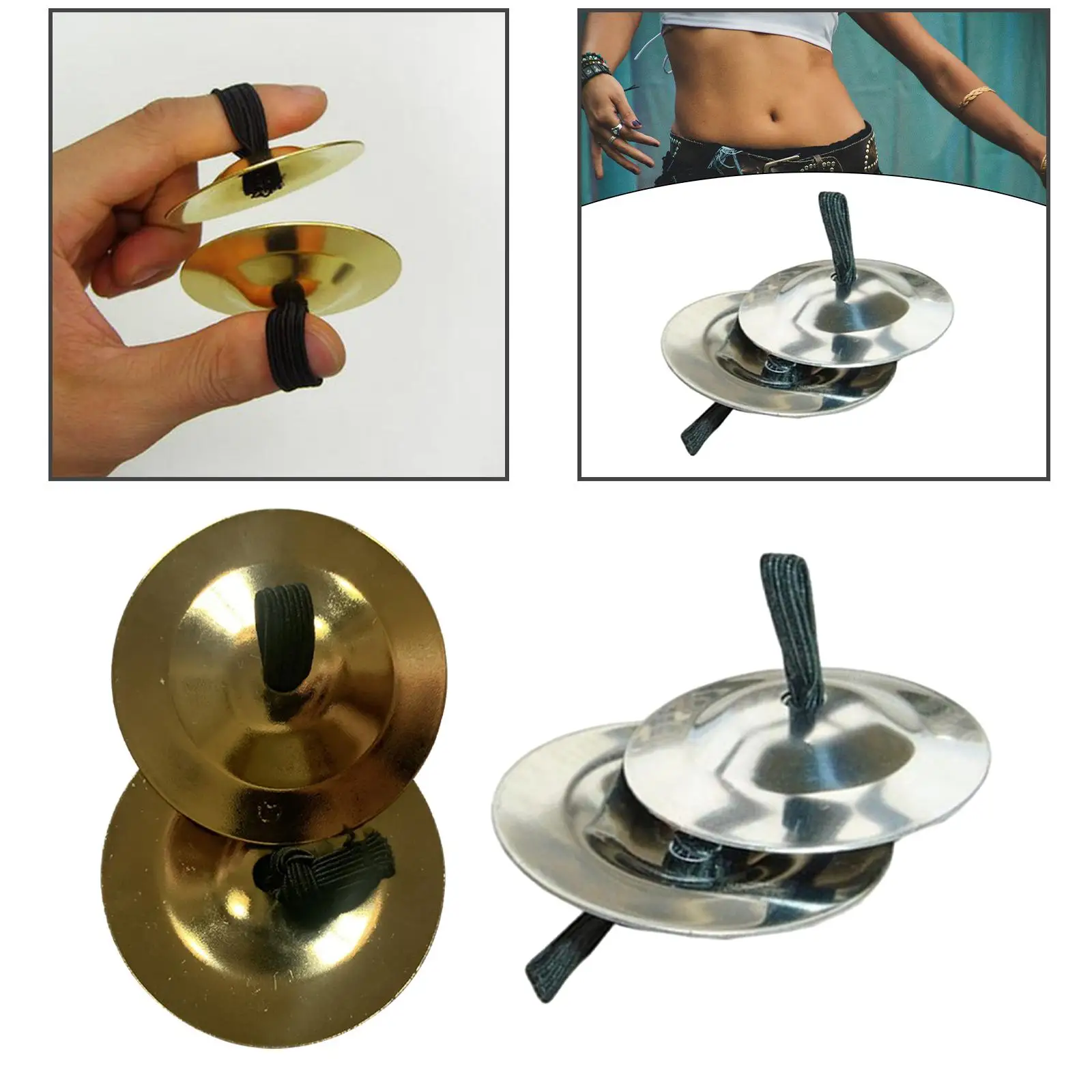 2 Pieces Finger Cymbals Percussion Music Instrument Finger Dance Mini Marching