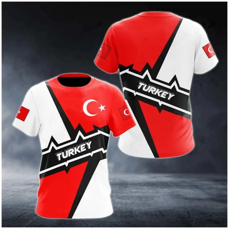 Turkey National Emblem Print T Shirt For Men Fashion Casual O-neck Short Sleeve Tops Hip Hop Trend Streetwear Oversized T-shirts