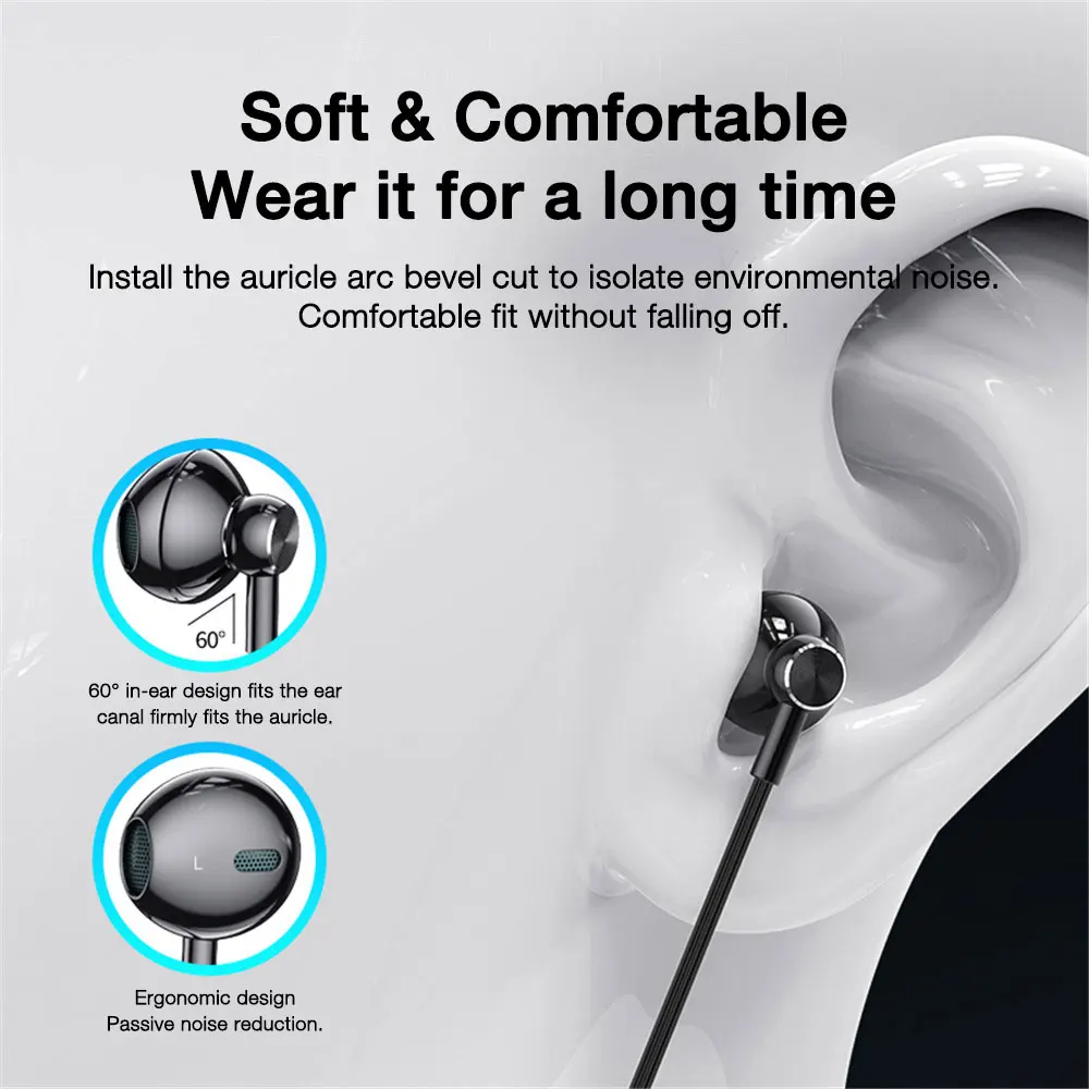 EARDECO 3.5mm Wired Earphone HiFi Bass Stereo Music Wired Headphones Noise Canceling HD Mic Sport Headphone Headset for Phone