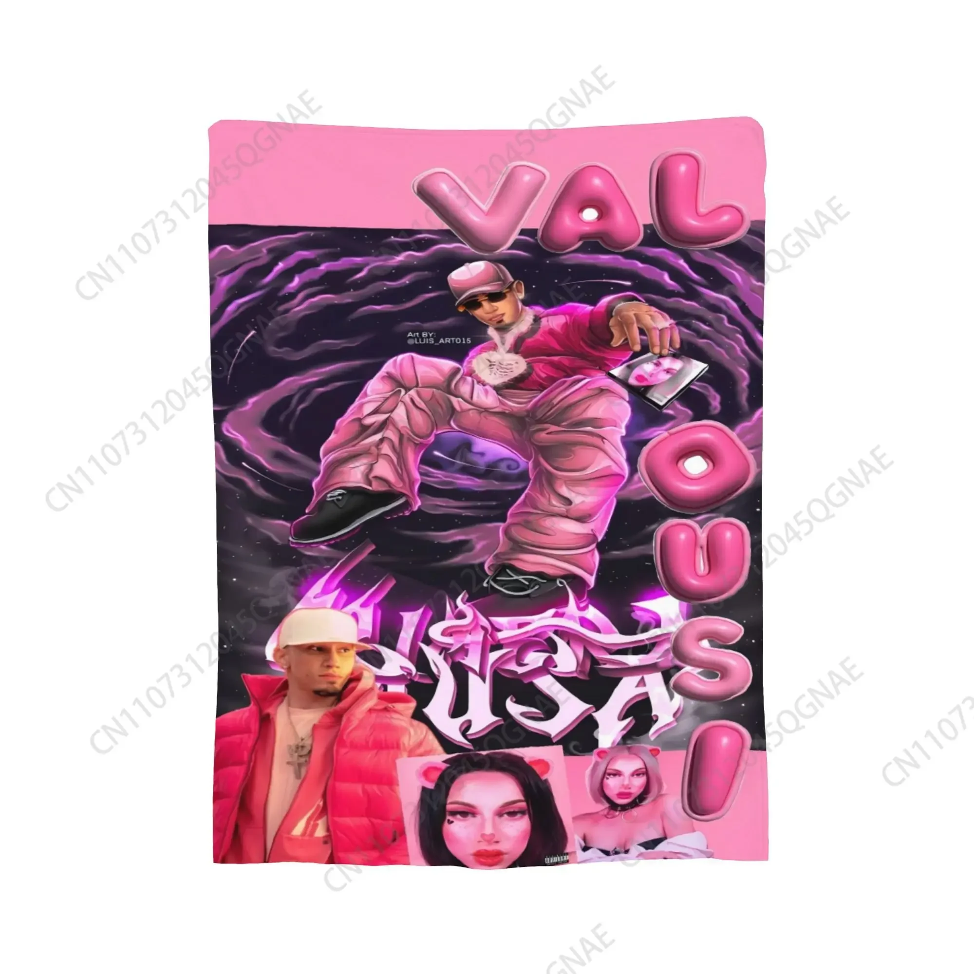OMAR COURTZ Concept Plush Blanket - Omar's Face & Name Design with Iconic Outfits & Music Logos, All-Season Soft Bedspread for F