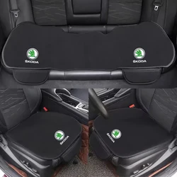 Car Front Rear Seat Cushion Flannel Non-Slip Cover For Skoda Octavia Superb Rapid Kodiaq Karoq Fabia Kamiq Enyaq Auto Accessory