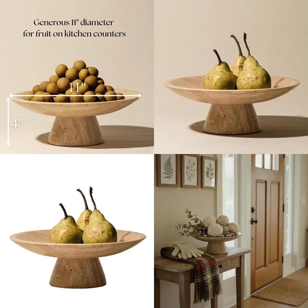 

Элегантная фруктовница на подставке из натурального мрамора, декоративный каменный центральный элемент для дома