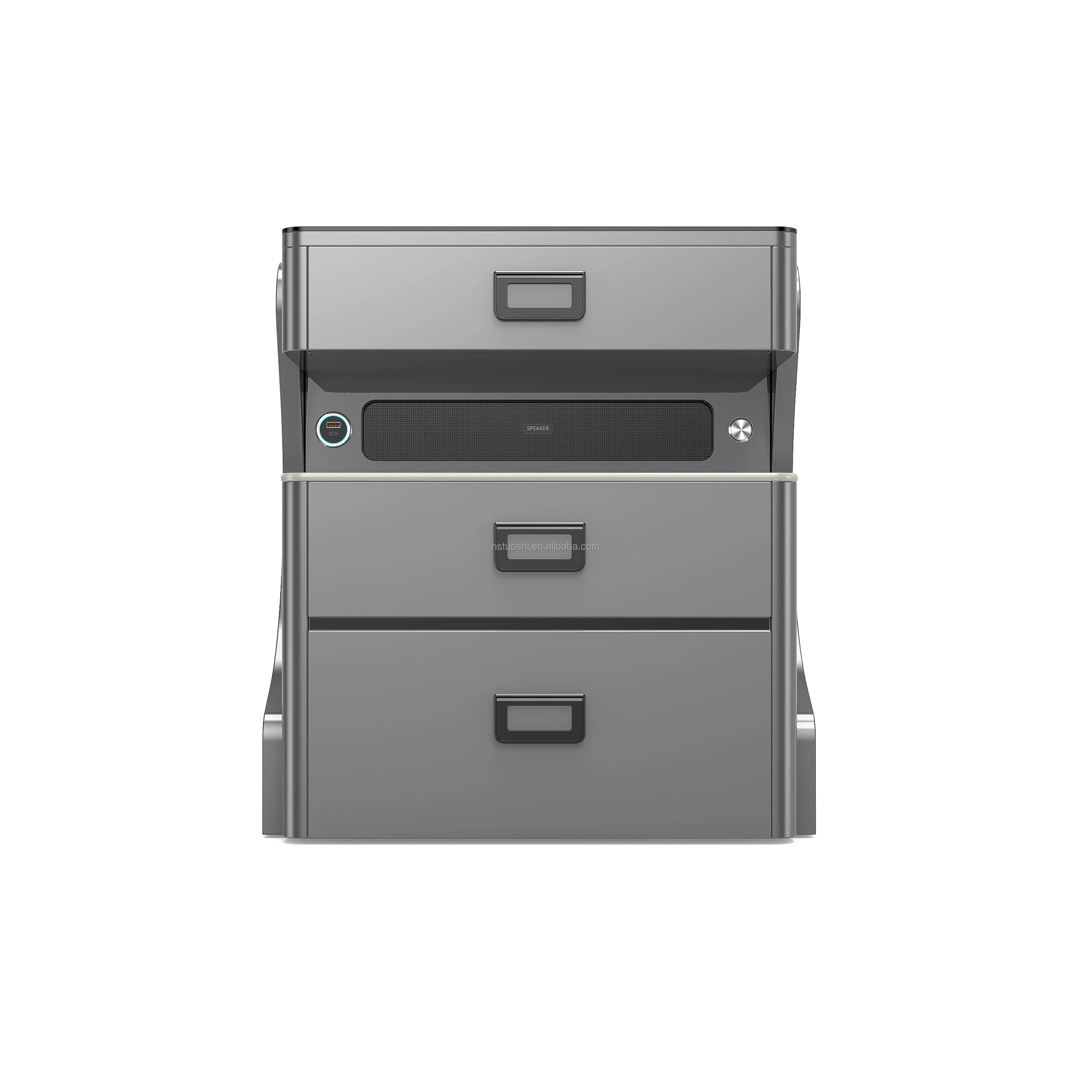 طاولة سرير ذكية متعددة الوظائف، آمنة وحديثة وبسيطة، مكبر صوت بلوتوث قابل لإعادة الشحن، قفل ببصمة الإصبع، طاولة بجانب السرير #3