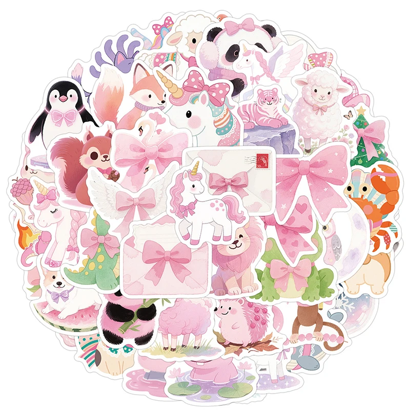50 Stück Niedliche Cartoon Rosa Salamander Aufkleber Wasserdichte Wiederverwendbare Vinyl-Sticker für Notebooks Computer Skateboards