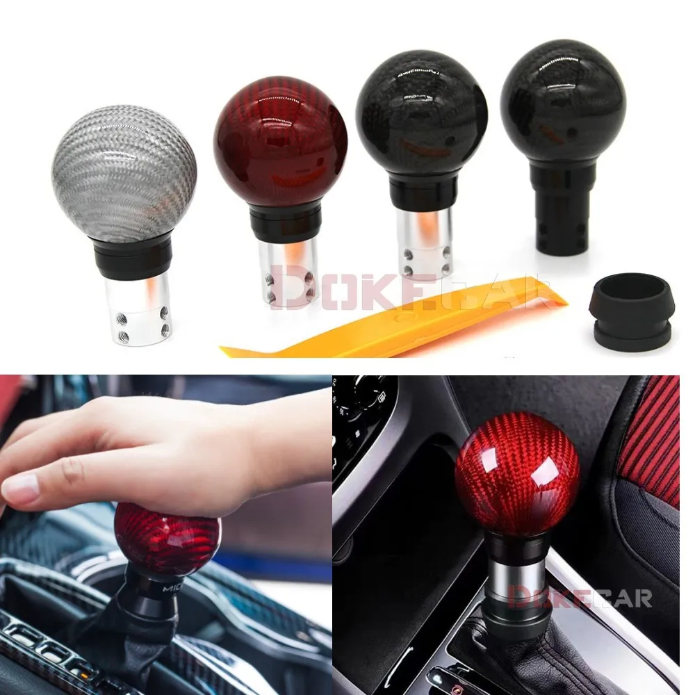 

Carbon Fibre Automatic Gearbox Handles Gear Shift Knob Stick Lever Head Handball Mazda for Honda Press down to unlock