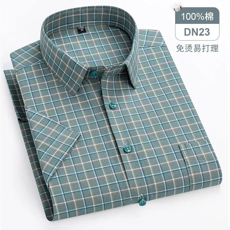 100% cotton 10XL 11XL men\'s short sleeve shirt Summer business free ironing high quality breathable super size slim fit