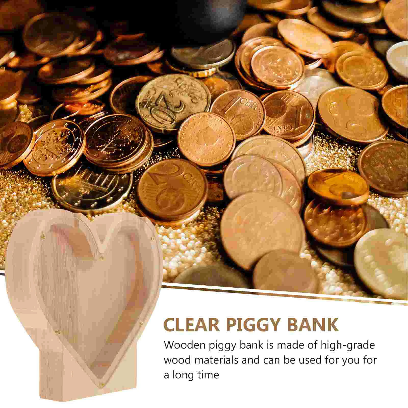 Love Piggy Bank Clear Banks for Kids Letter Bank-wood Gift Wooden Dinosaur Money Saving Jar Car Heart Acrylic