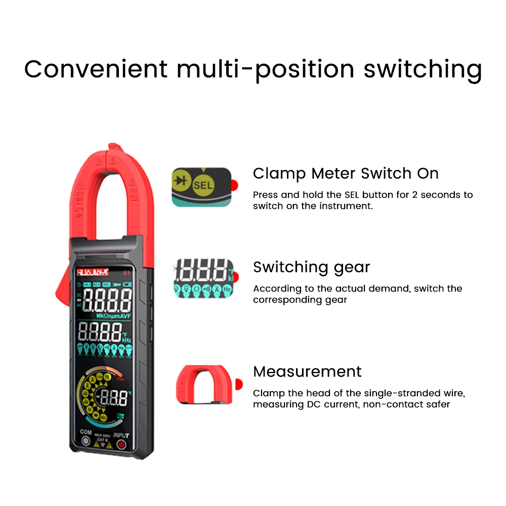 LEDデジタルディスプレイ、電気機器、ncv誘導測定を備えた多機能クランプマルチメーター